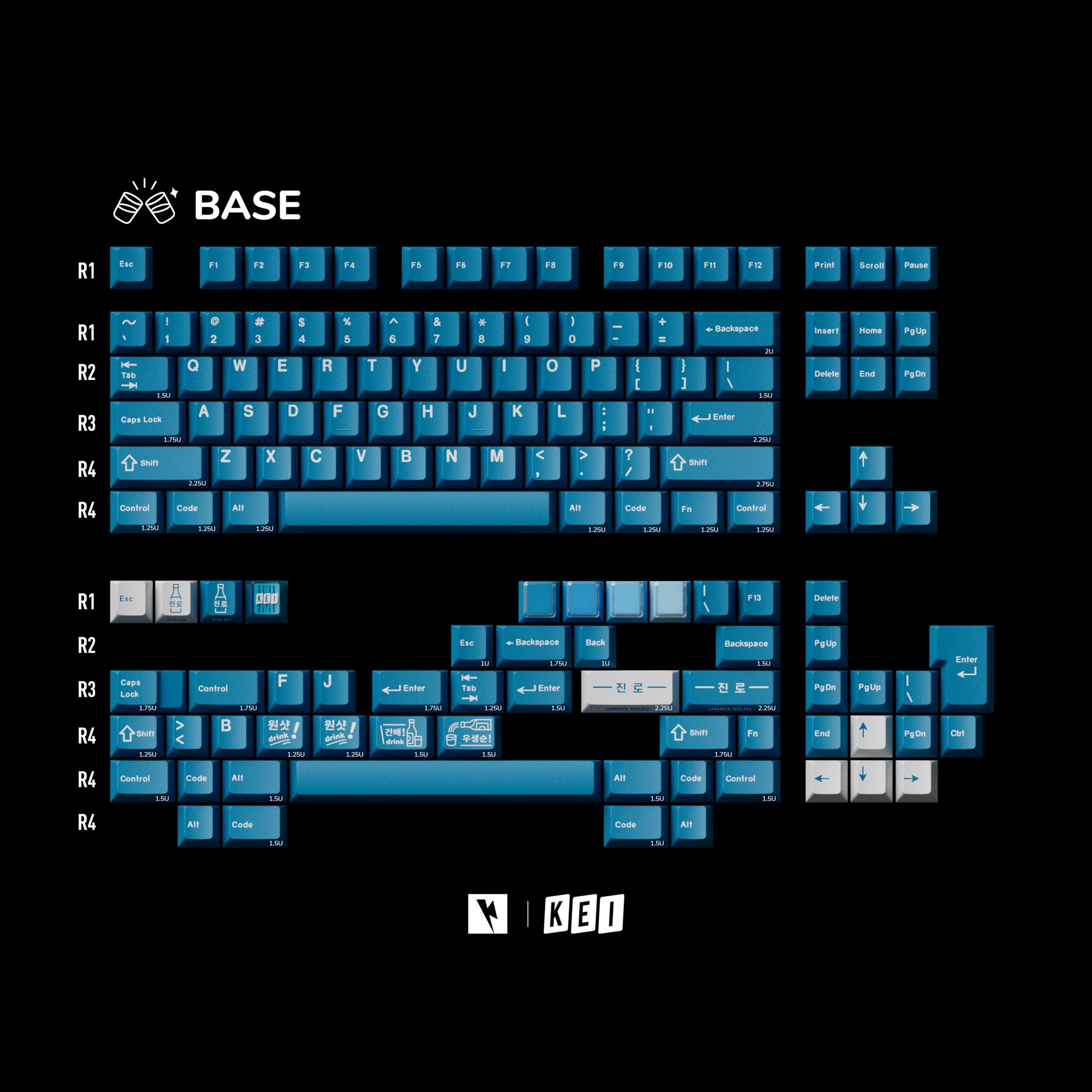 Keykobo Soju R2 キーキャップセット Base+Stripe KeyKobo - Soju R2 – KBDfans® Mechanical Keyboards Store